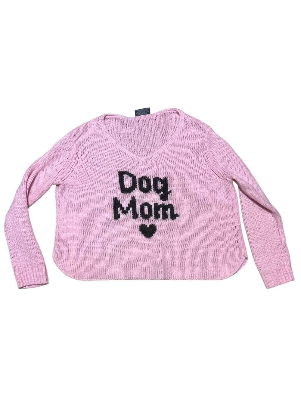 Wooden Ships Pink "Dog Mom" Knit Sweater size XS - Picture 2 of 4